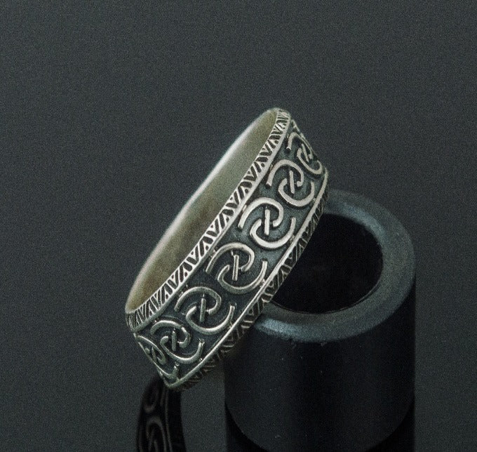 Unique Ornament Ring Sterling Silver Norse Jewelry-3