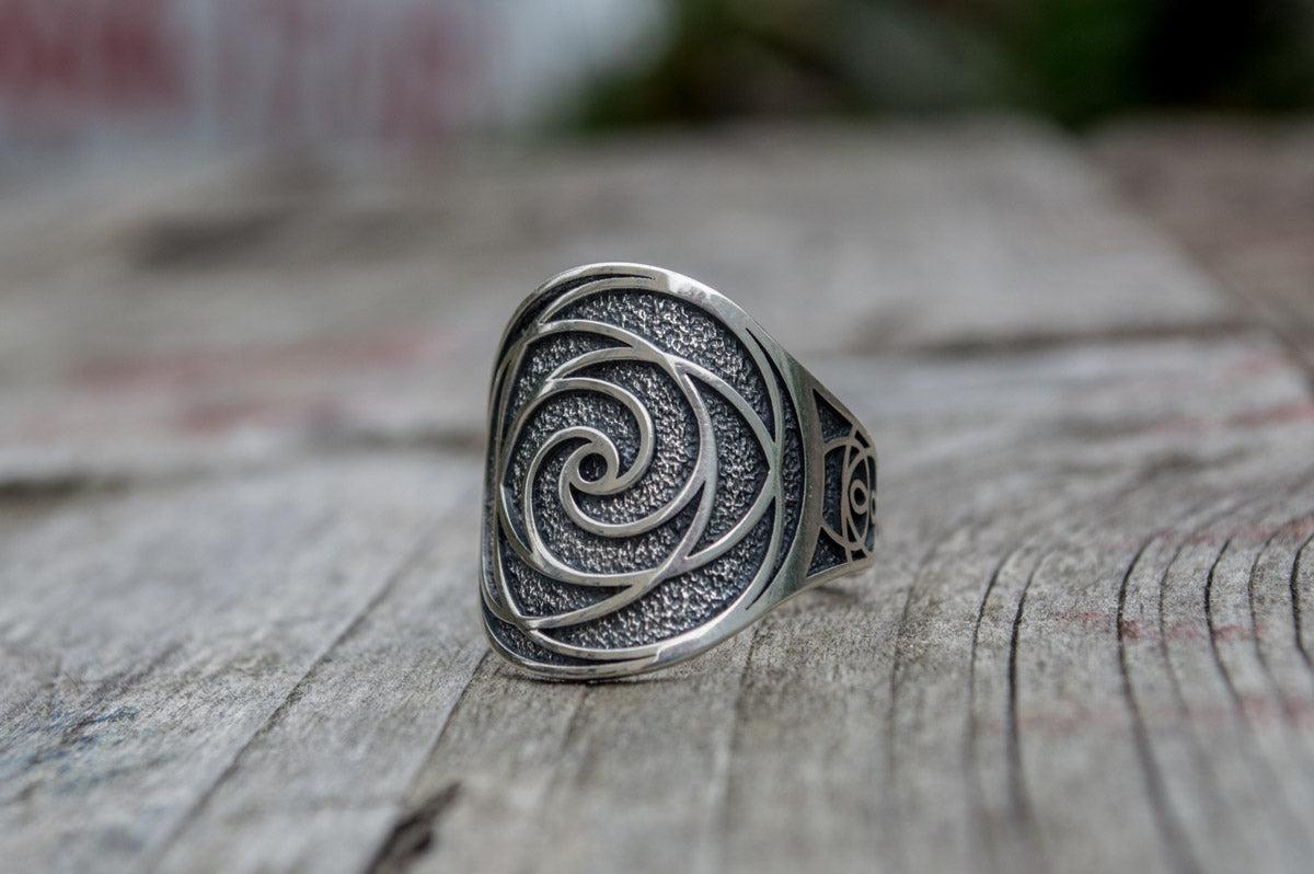 Unique Ring with Geometry Symbol Sterling Silver Jewelry-1