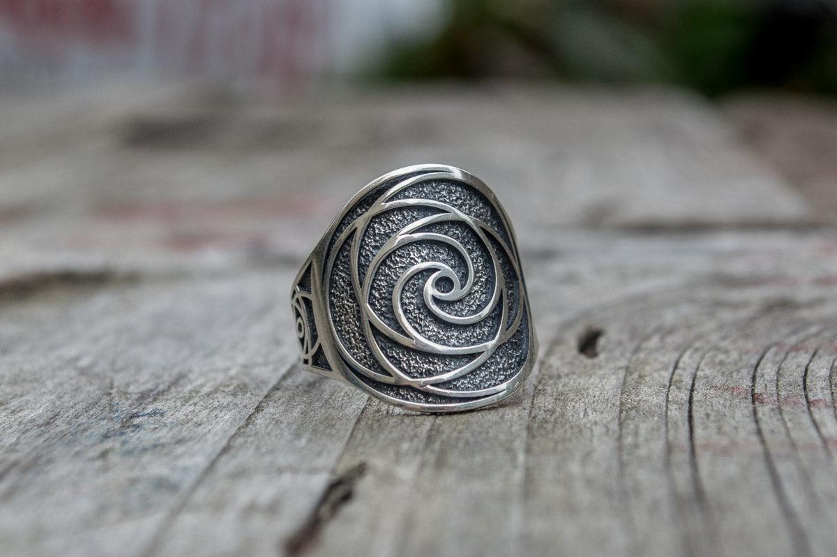 Unique Ring with Geometry Symbol Sterling Silver Jewelry-2