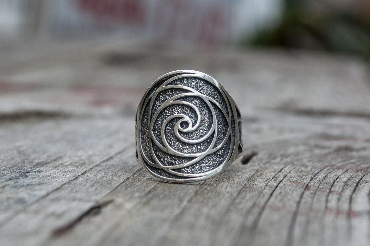 Unique Ring with Geometry Symbol Sterling Silver Jewelry-3