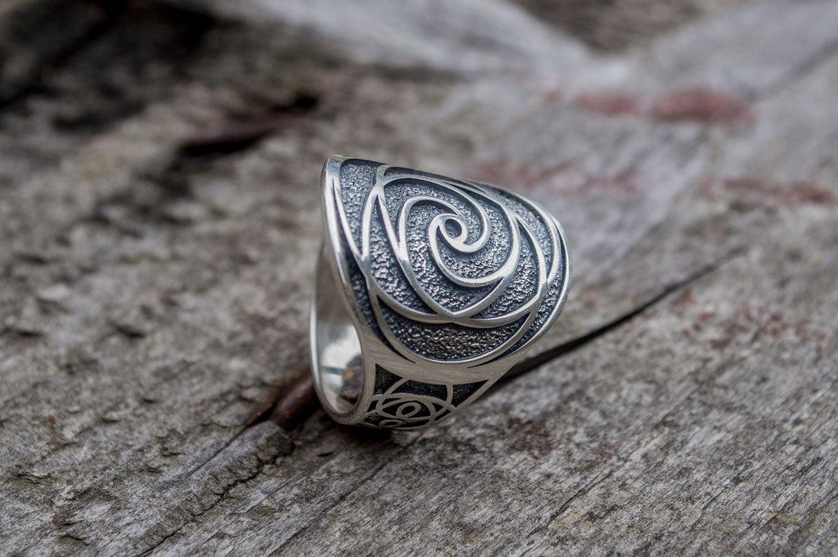 Unique Ring with Geometry Symbol Sterling Silver Jewelry-4