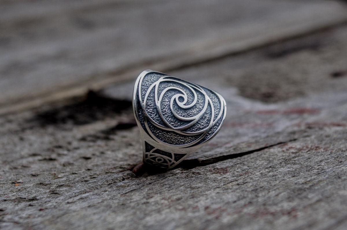 Unique Ring with Geometry Symbol Sterling Silver Jewelry-5