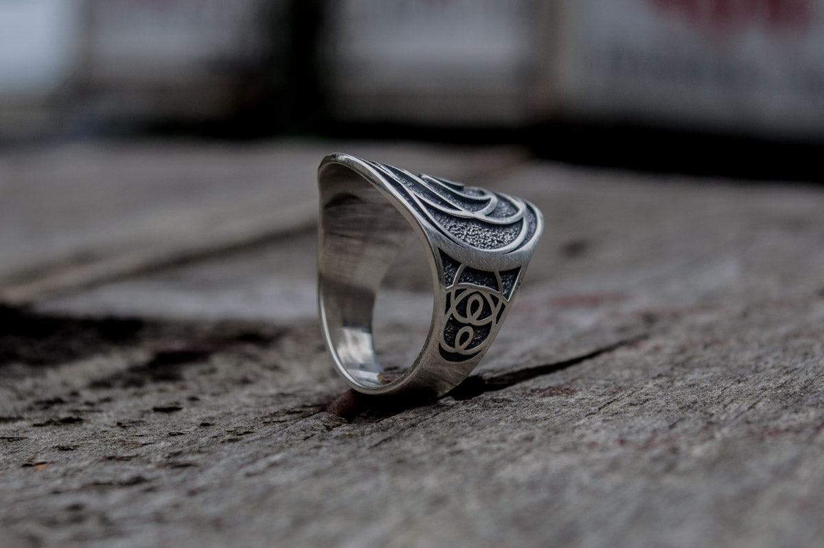 Unique Ring with Geometry Symbol Sterling Silver Jewelry-6