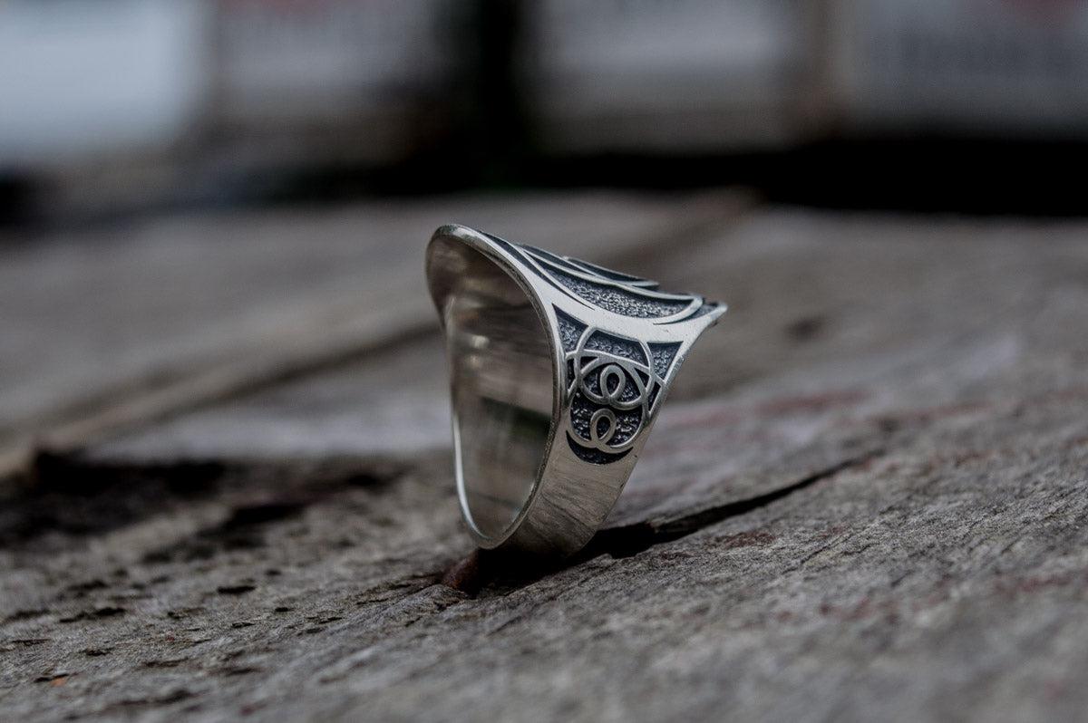 Unique Ring with Geometry Symbol Sterling Silver Jewelry-7
