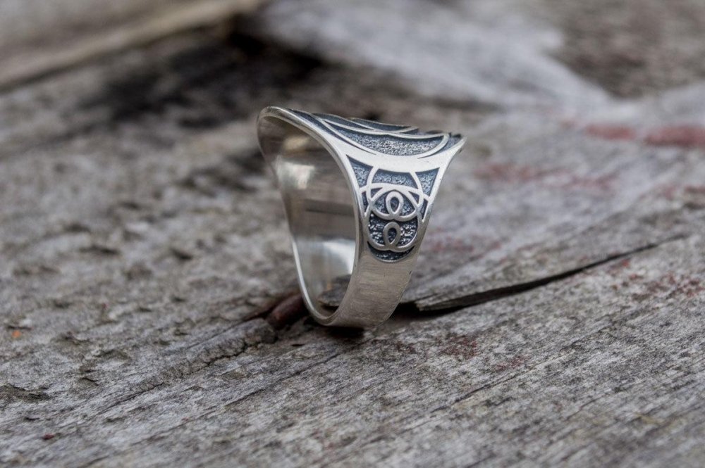 Unique Ring with Geometry Symbol Sterling Silver Jewelry-8