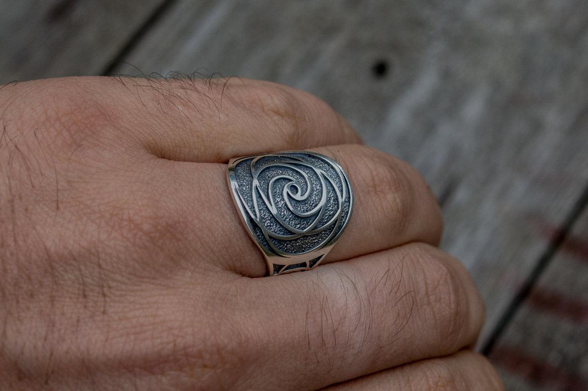 Unique Ring with Geometry Symbol Sterling Silver Jewelry-9