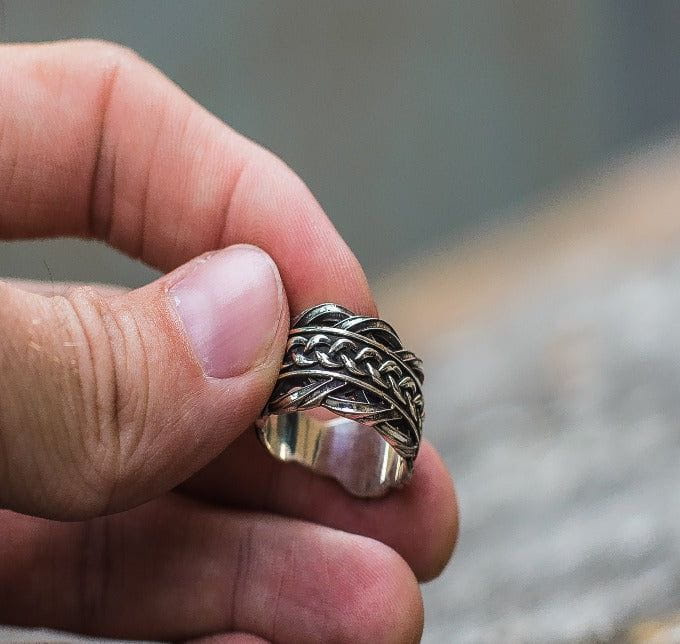 Unique Ring with Viking Ornament Scandinavian Jewelry-5