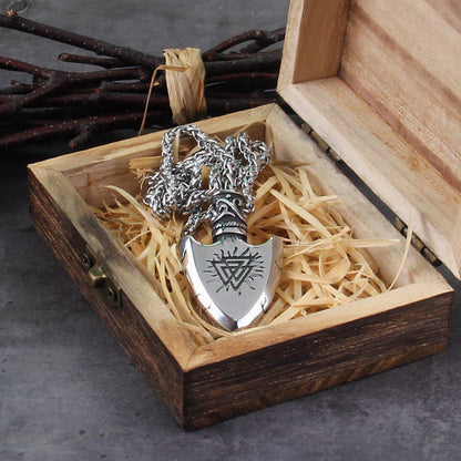 Valknut and Vegvisir Warrior Totem Steel Viking Arrowhead Necklace