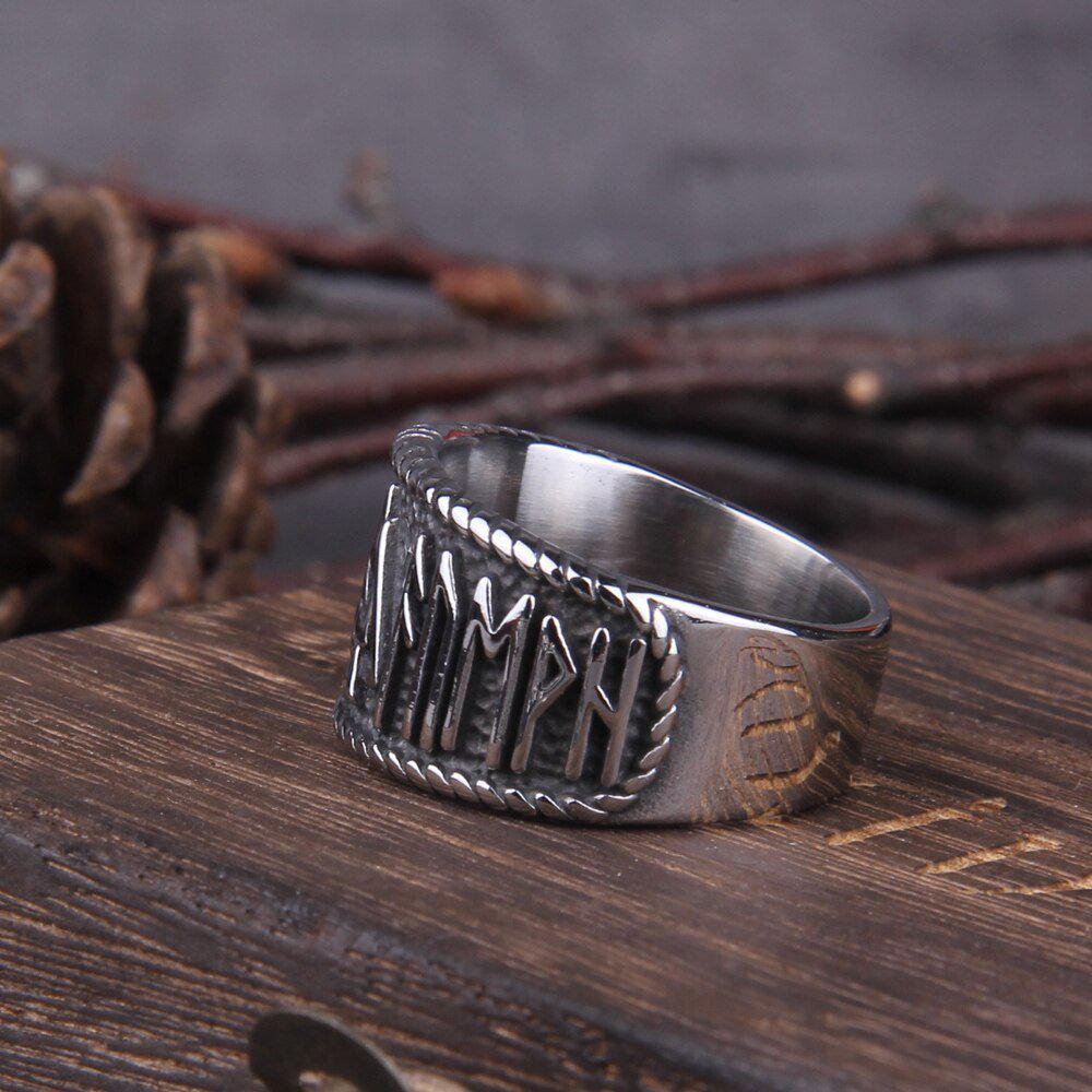 Valknut Ring with Futhark Band