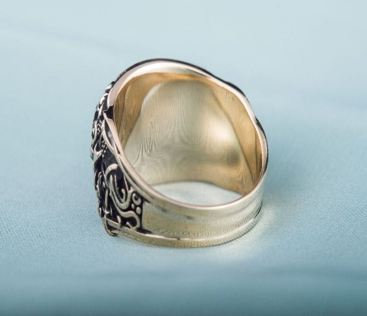 Valknut Ring with Mammen Ornament Bronze Viking Jewelry-6
