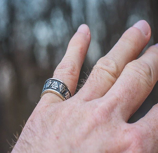 Valknut Symbol Ring Sterling Silver Viking Jewelry-5