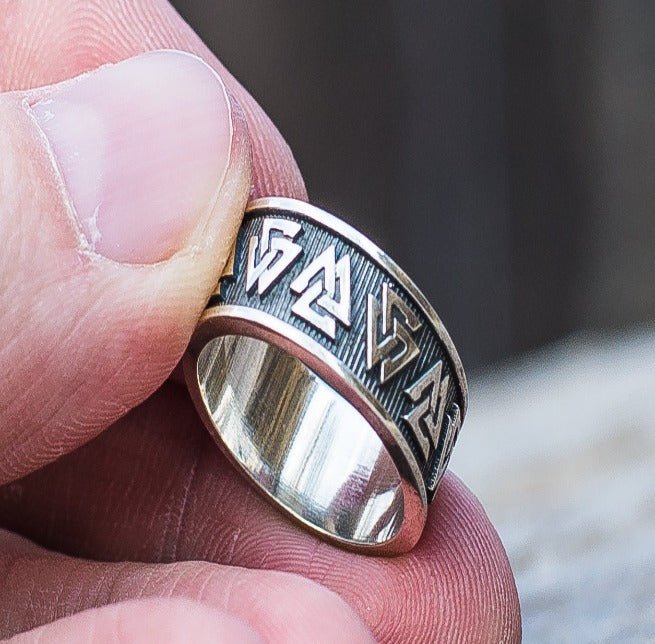 Valknut Symbol Ring Sterling Silver Viking Jewelry-6