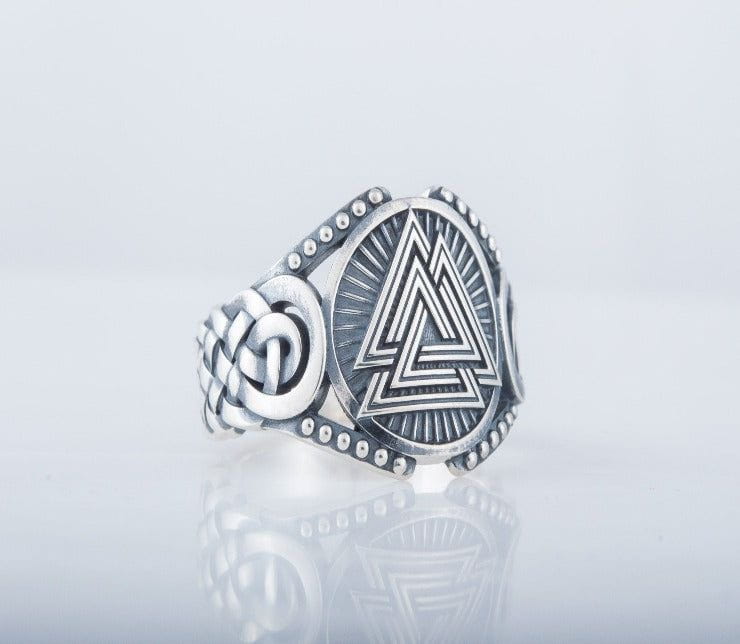 Valknut Symbol with Viking Ornament Sterling Silver Handmade Jewelry-1