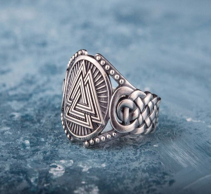 Valknut Symbol with Viking Ornament Sterling Silver Handmade Jewelry-2