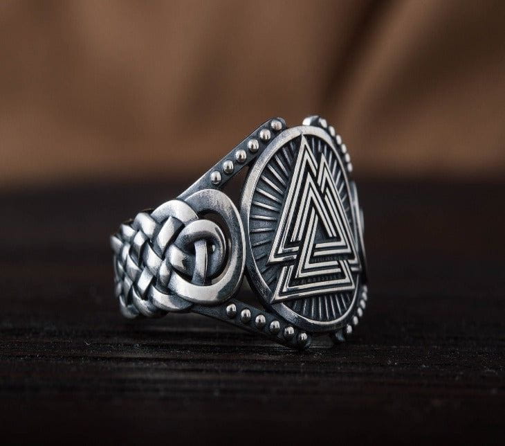Valknut Symbol with Viking Ornament Sterling Silver Handmade Jewelry-6