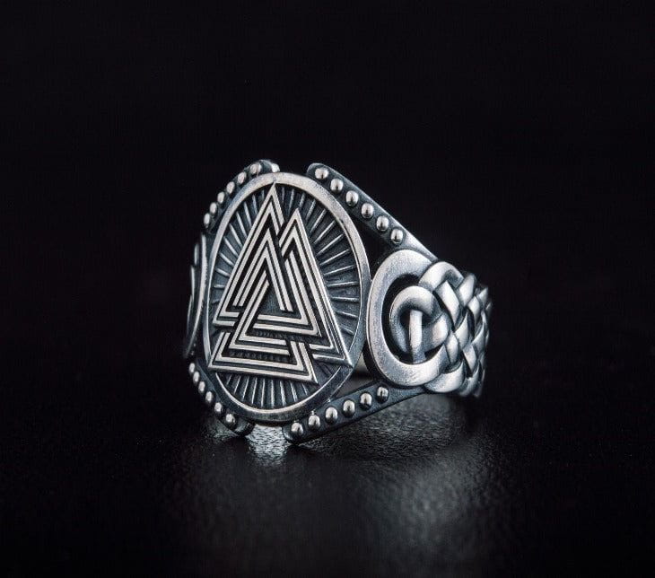 Valknut Symbol with Viking Ornament Sterling Silver Handmade Jewelry-7