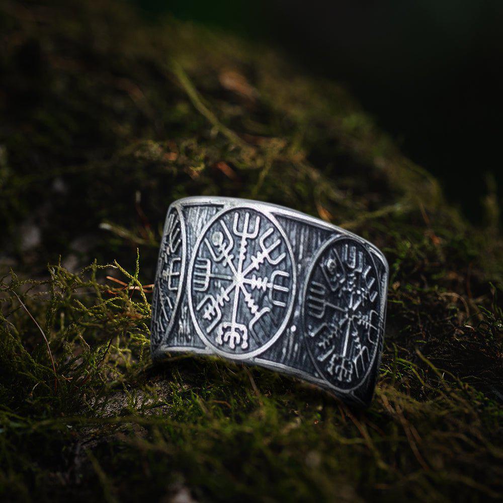 Vegvisir Runic Compass Sterling Silver Norse Ring-1