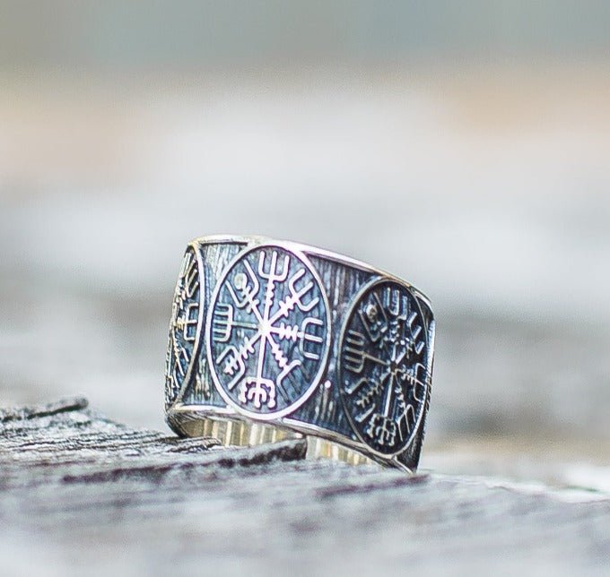 Vegvisir Runic Compass Sterling Silver Norse Ring-2