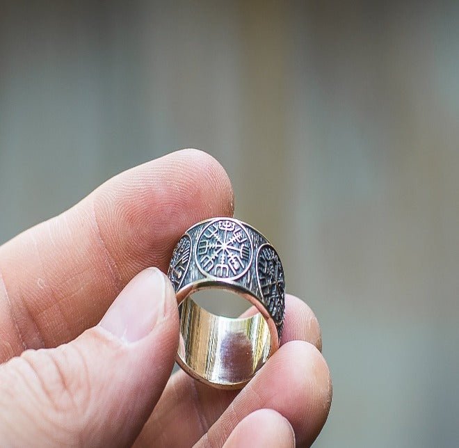 Vegvisir Runic Compass Sterling Silver Norse Ring-3