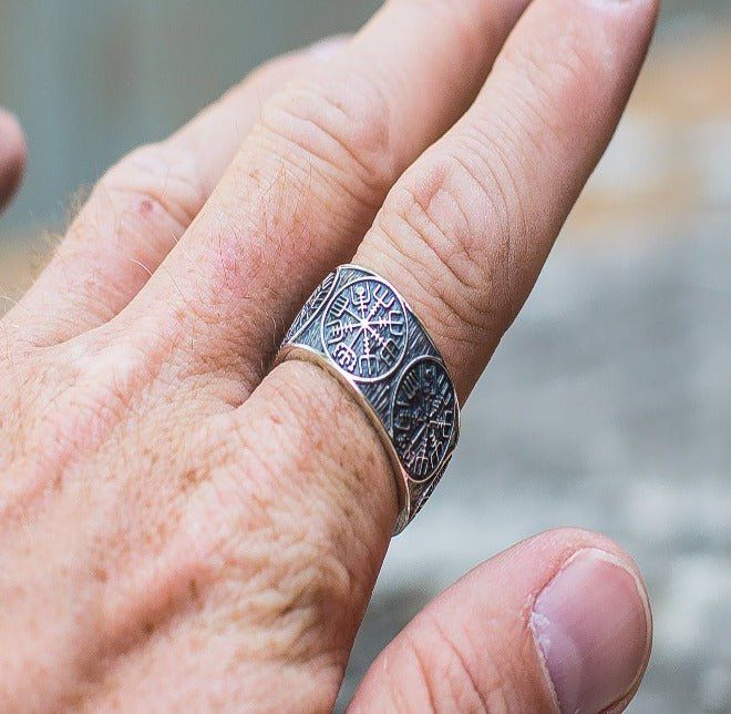 Vegvisir Runic Compass Sterling Silver Norse Ring-4