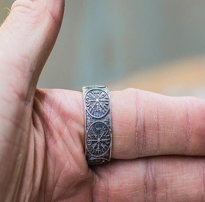 Vegvisir Runic Compass Sterling Silver Norse Ring-5