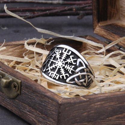 Vegvisir Viking Compass Ring with Bold Knotwork-5