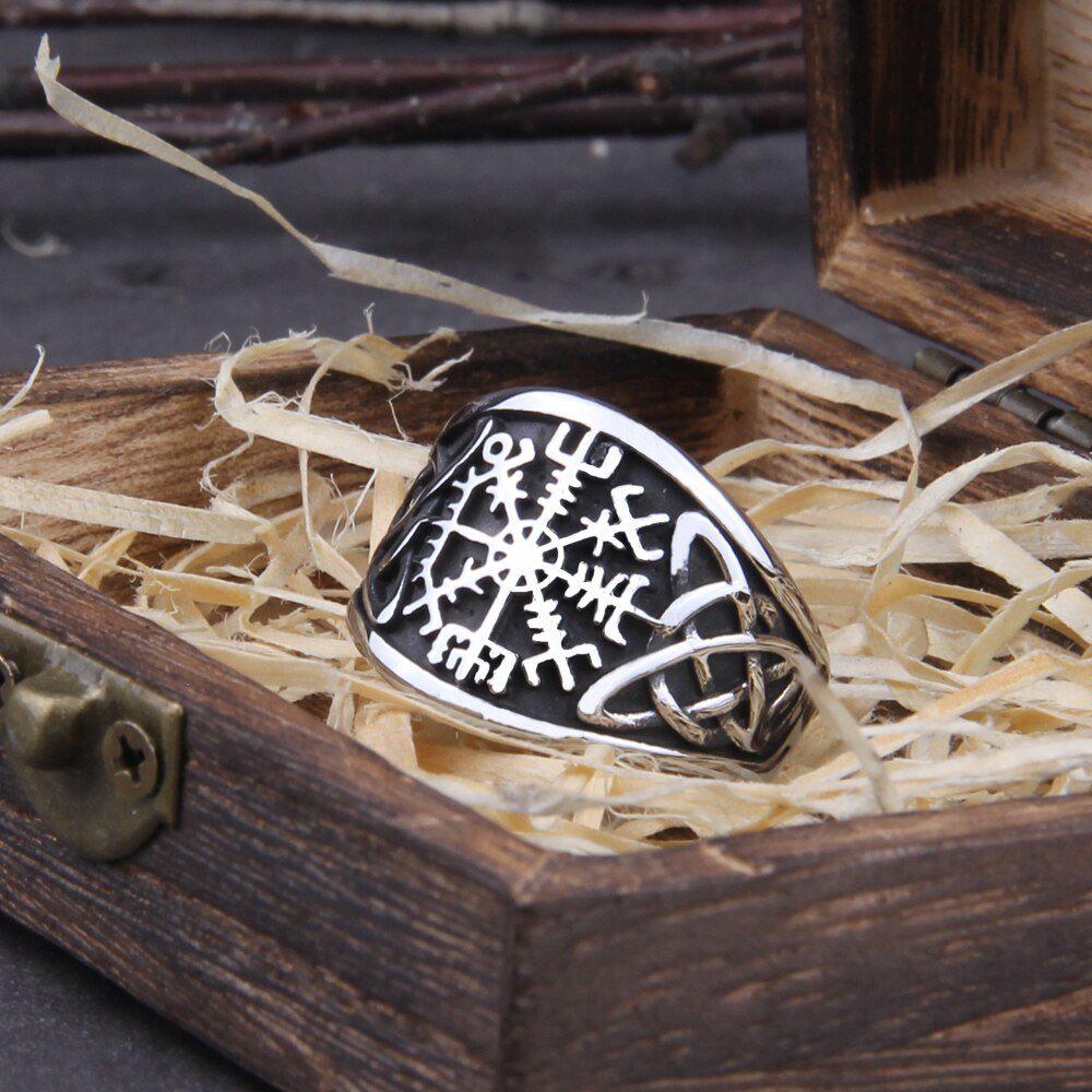 Vegvisir Viking Compass Ring with Bold Knotwork-5
