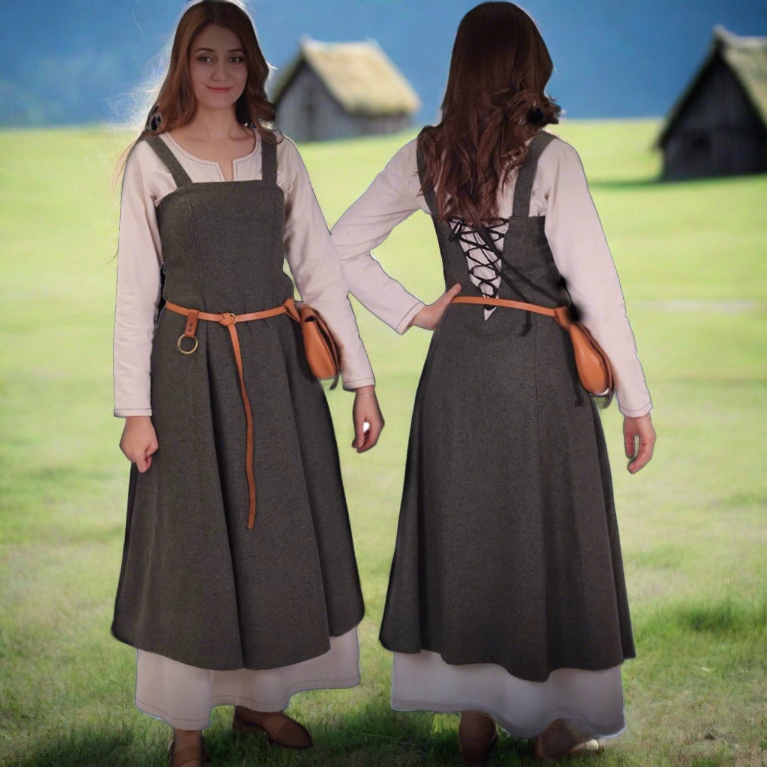 Viking Women Apron Dress in Wool