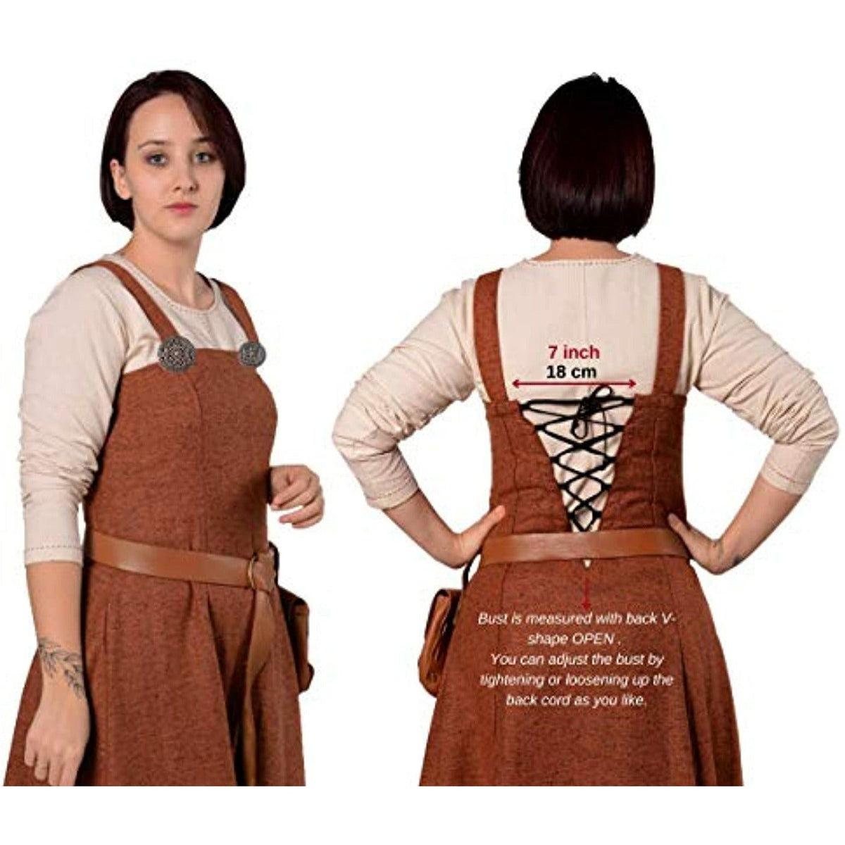 Helga Viking Apron Dress in Wool with Back Laces - Viking Tunic