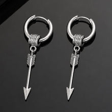 Viking Arrow Drop Hoop Earrings | Nordic Engraved