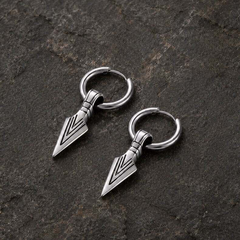 Viking Arrowhead Hoop Earrings | Nordic Geometric Design