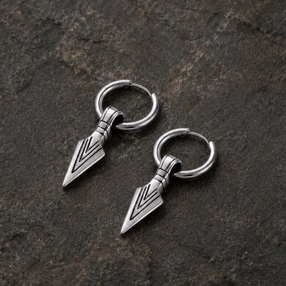 Viking Arrowhead Hoop Earrings | Nordic Geometric Design