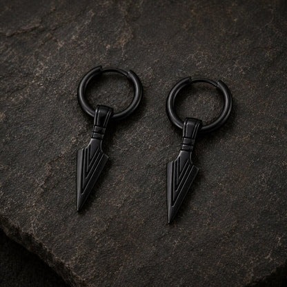 Viking Arrowhead Hoop Earrings | Nordic Geometric Design