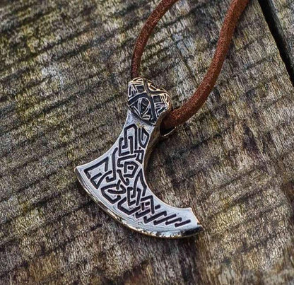 Viking Axe Bronze Pendant with Beautiful Ornament-1
