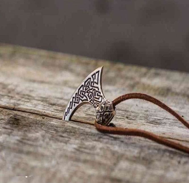 Viking Axe Bronze Pendant with Beautiful Ornament-2