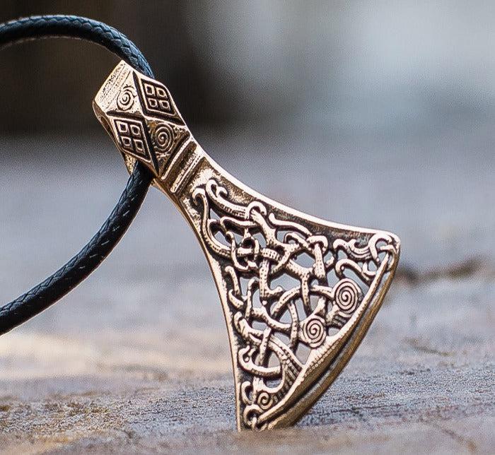 Viking Axe Bronze Pendant with Ornament from Mammen Village-3