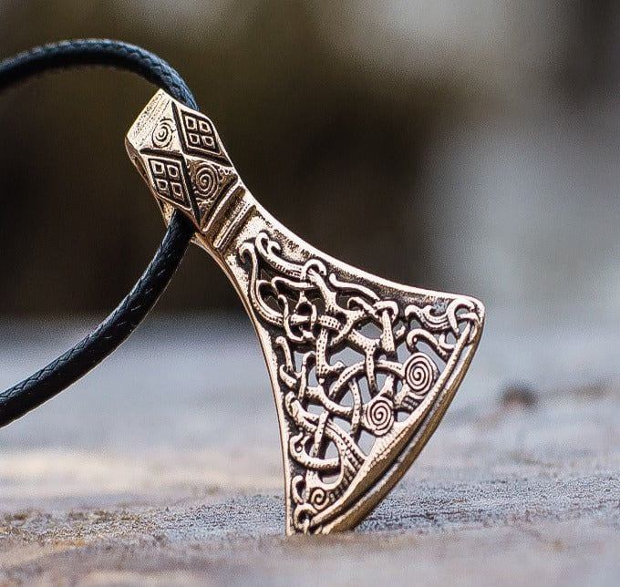Viking Axe Bronze Pendant with Ornament from Mammen Village-4