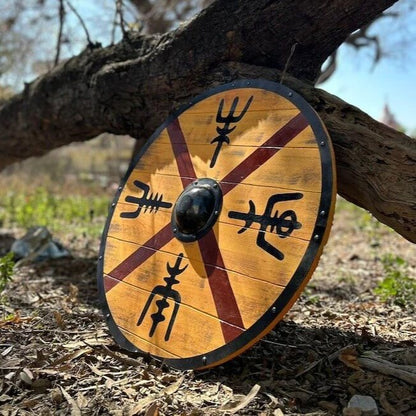 Viking Celtic Cross Round Shield | Carved Birch Plywood