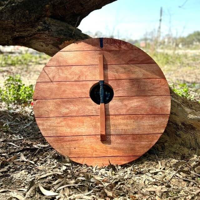 Viking Celtic Cross Round Shield | Carved Birch Plywood