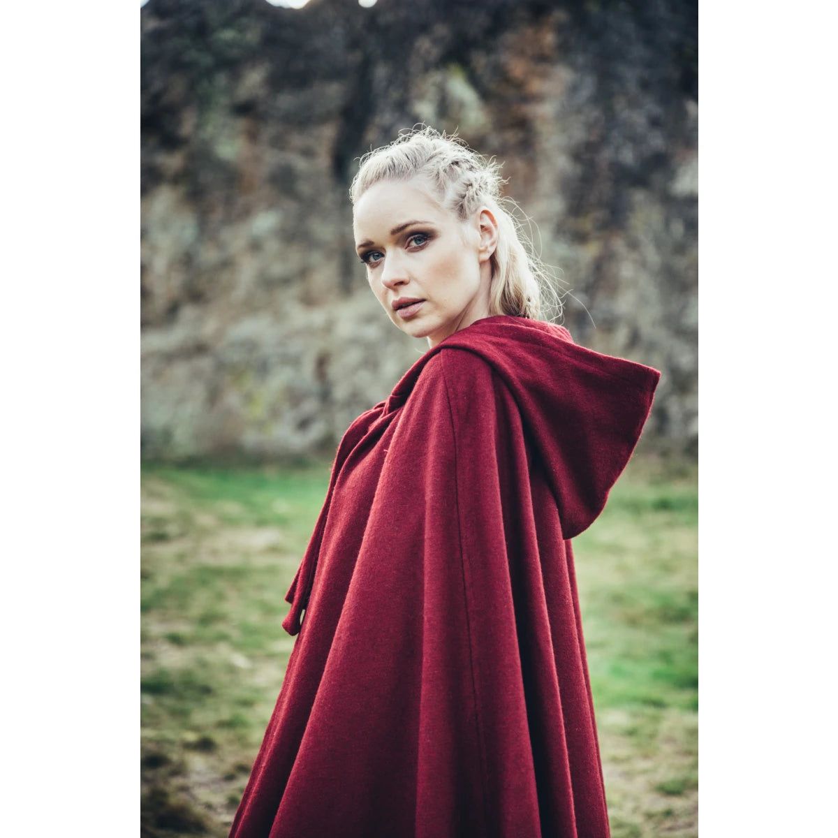 Long Wool Hooded Viking Cloak | Front Tie Closure