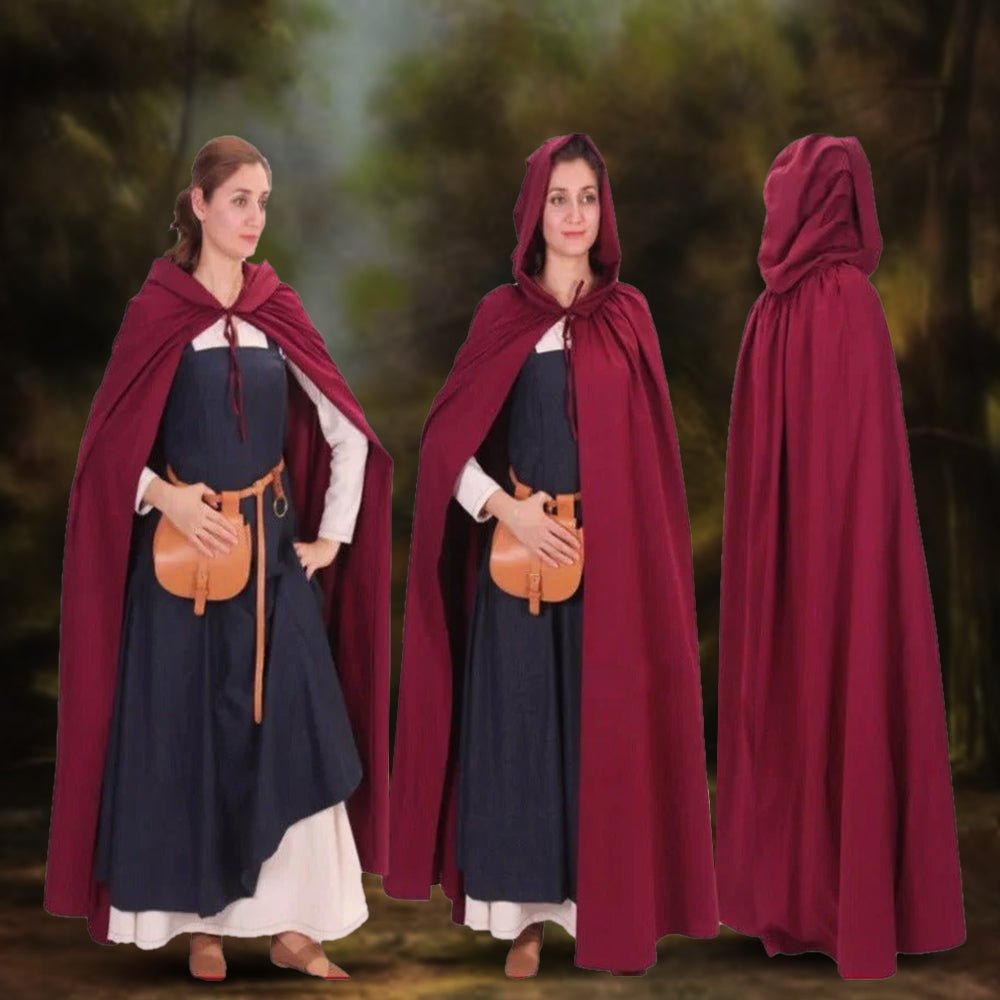 Burgundy Women's Hooded Cotton Cloak