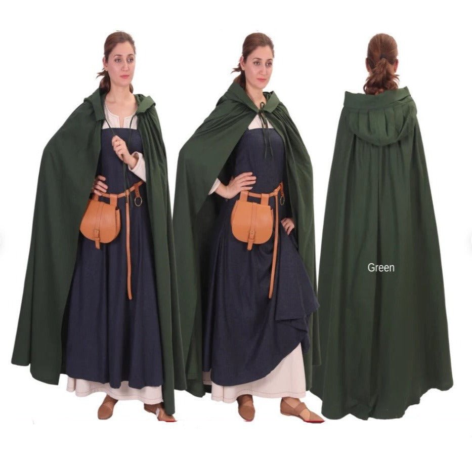 Viking Cloak - Women&#39;s Hooded Cotton Cloak Forest Green 