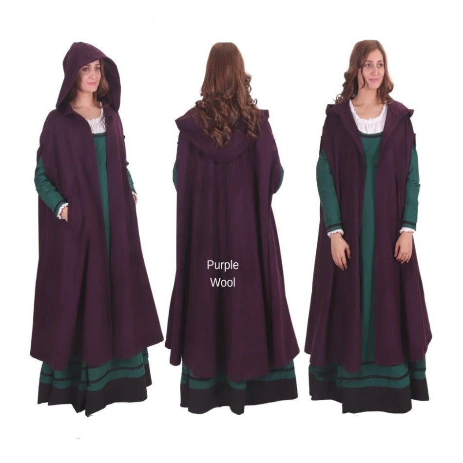 Purple Women&#39;s Hooded Wool Cloak