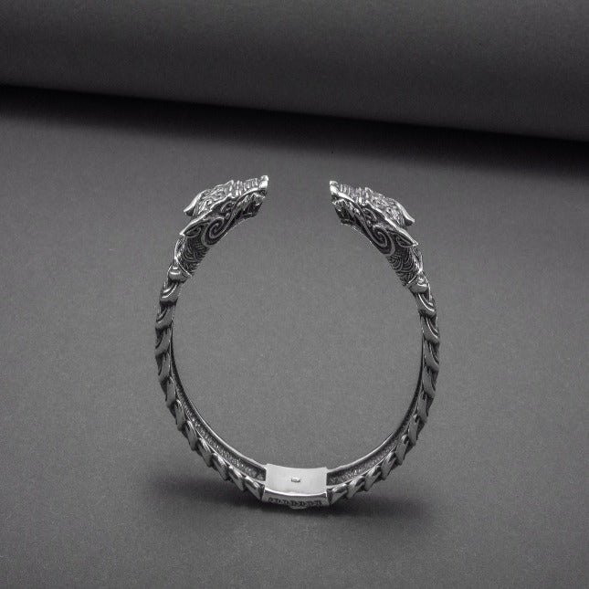 Viking Dragon Bracelet in Silver