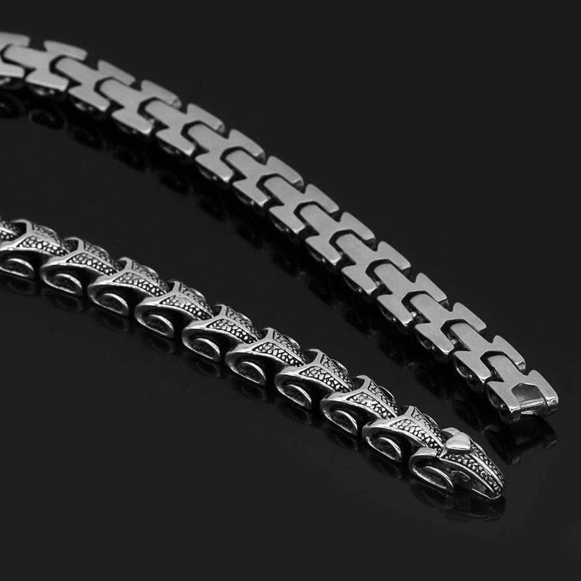 Viking Dragon Scale Necklace Jormungandr Segmented Steel Necklace
