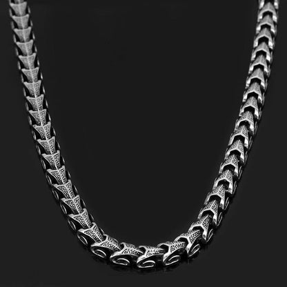 Viking Dragon Scale Necklace Jormungandr Segmented Steel Necklace
