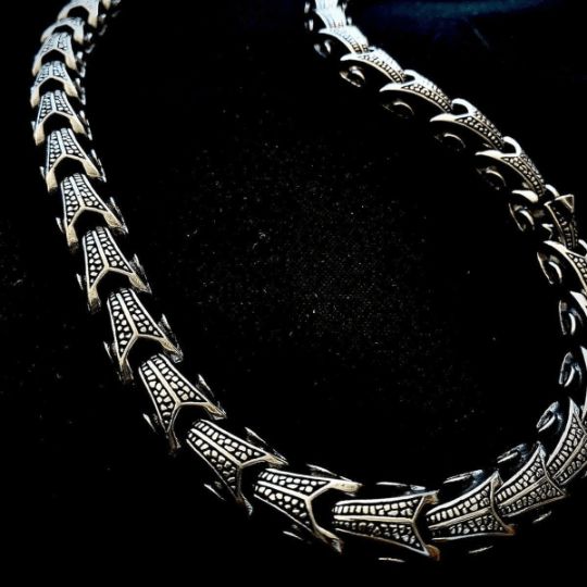 Viking Dragon Scale Necklace Jormungandr Segmented Steel Necklace