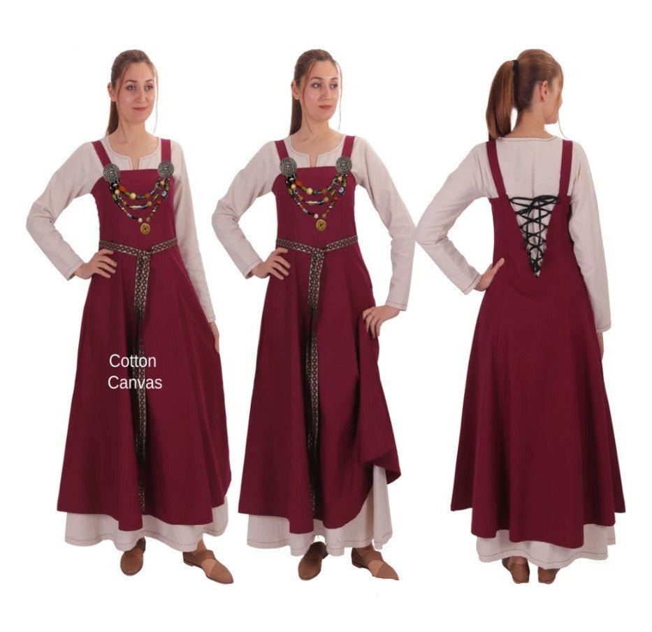 Burgundy Women&#39;s Apron Over Dress