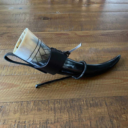 Viking Drinking Horn with Belt Loop and Iron Stand - Scale Pattern-3-Viking Warrior