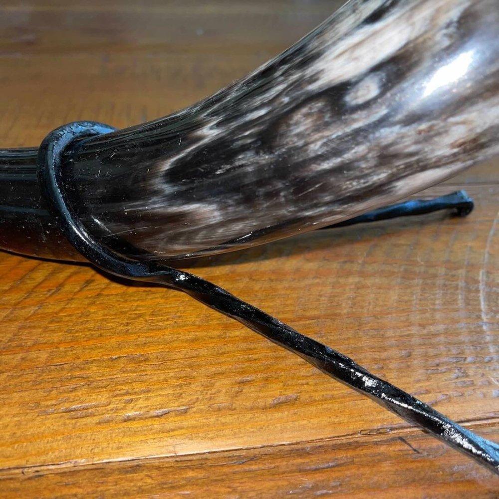 Viking Drinking Horn with Belt Loop and Iron Stand - Scale Pattern-5-Viking Warrior